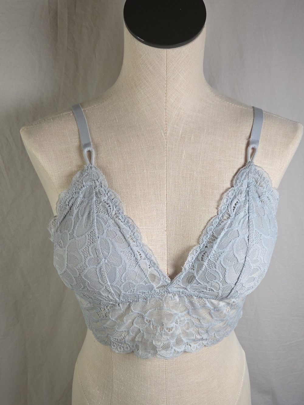aerie Powder Blue Lace Bralette Size Large EUC